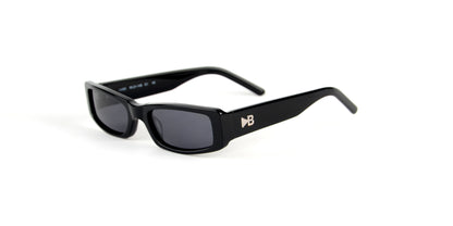Side view of BASS black rave sunglasses with BACKSTAGE logo